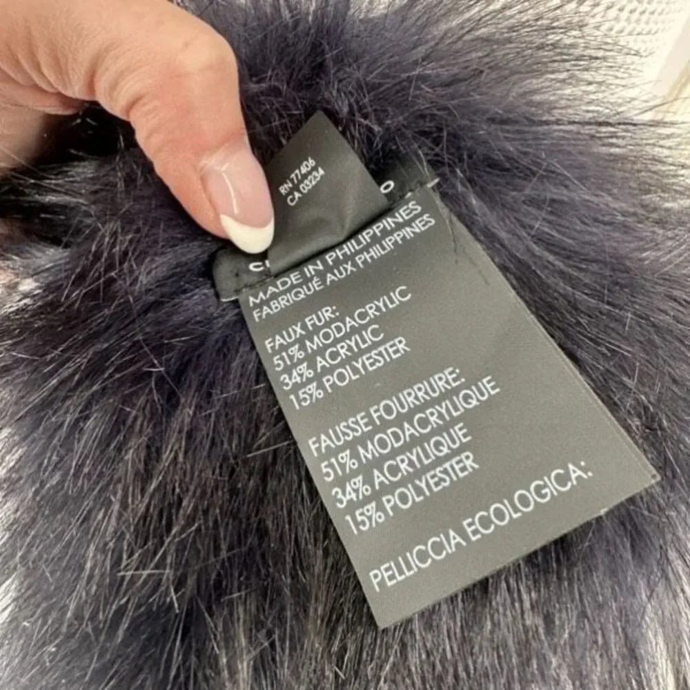 Club Monaco Faux Fur Pull Through Scarf Womens OS‎ Black Winter Collar Stole